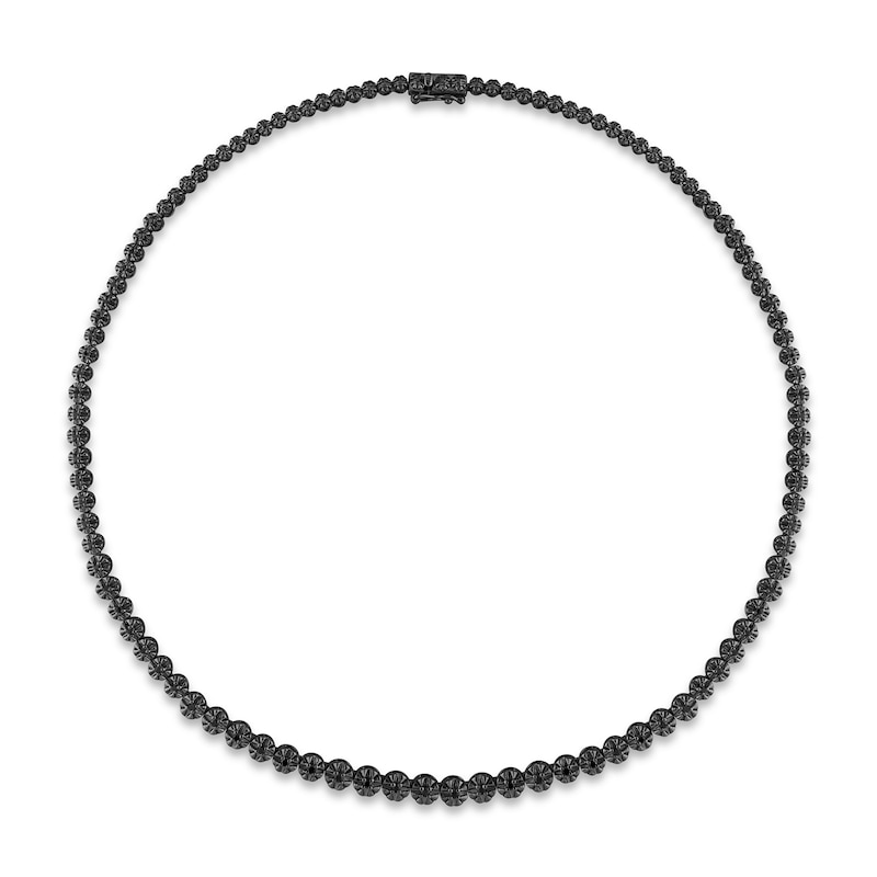 Main Image 3 of 1 CT. T.W. Black Diamond Graduated Tennis Necklace in Sterling Silver with Black Rhodium Plate – 17"