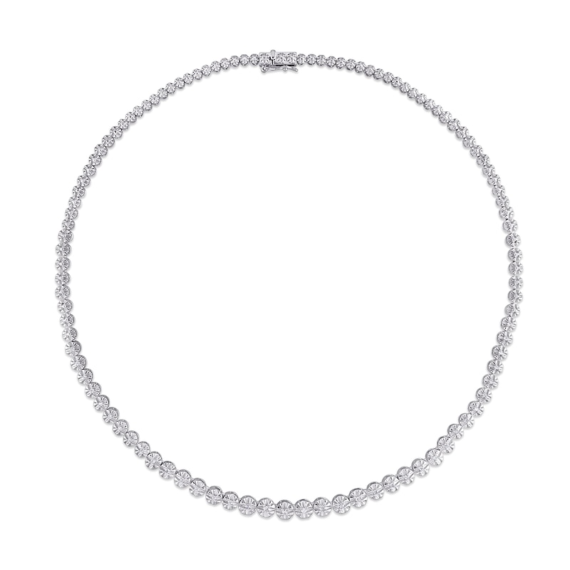 Main Image 3 of 1/2 CT. T.W. Diamond Graduated Tennis Necklace in Sterling Silver – 17"