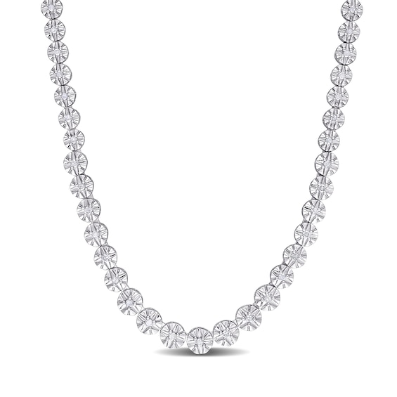 1 CT. T.w. Diamond Graduated Tennis Necklace In Sterling Silver â 17