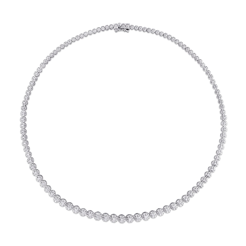 Main Image 3 of 1 CT. T.W. Diamond Graduated Tennis Necklace in Sterling Silver – 17"