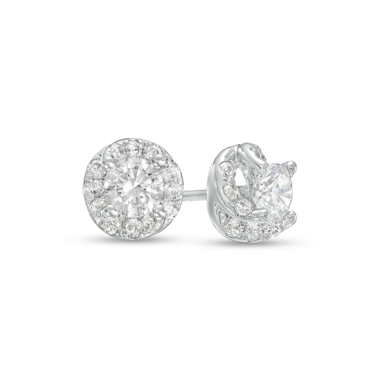 Main Image 1 of 3/4 CT. T.W. Diamond Frame Tornado Stud Earrings in 10K White Gold