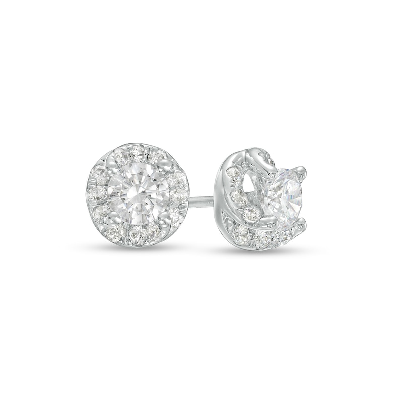 3/4 CT. T.W. Diamond Frame Tornado Stud Earrings in 10K White Gold