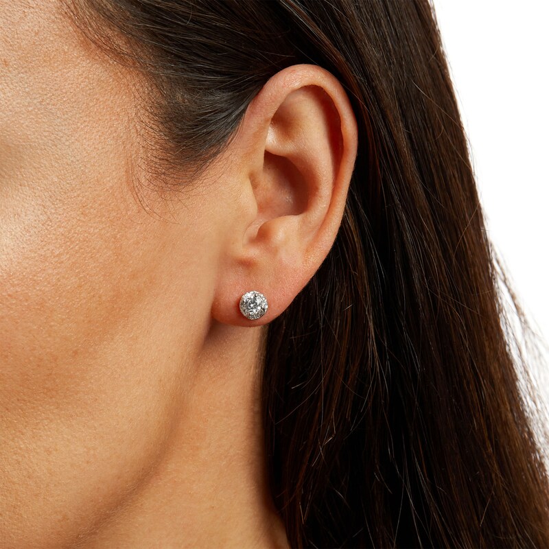 Main Image 2 of 3/4 CT. T.W. Diamond Frame Tornado Stud Earrings in 10K White Gold