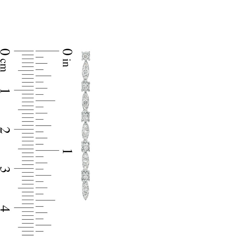 Main Image 3 of 1/2 CT. T.W. Diamond Alternating Marquise-Shaped Linear Drop Earrings in 10K White Gold
