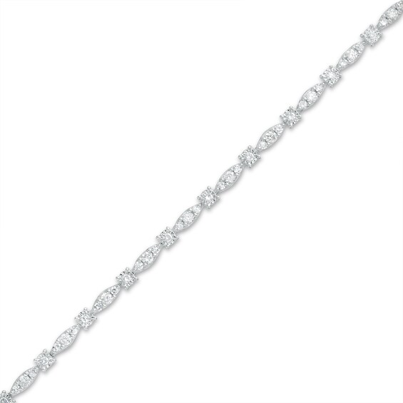 1 CT. T.w. Diamond Alternating Marquise-Shaped Line Bracelet In 10K White Gold â 7.25