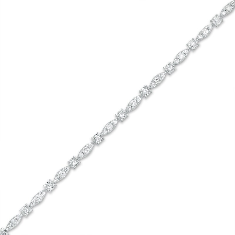 Main Image 1 of 1 CT. T.W. Diamond Alternating Marquise-Shaped Line Bracelet in 10K White Gold – 7.25"