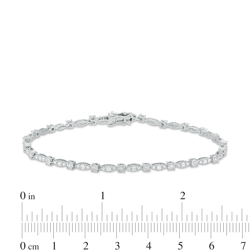 Main Image 3 of 1 CT. T.W. Diamond Alternating Marquise-Shaped Line Bracelet in 10K White Gold – 7.25"