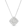 Thumbnail Image 1 of 1/2 CT. T.W. Cushion-Shaped Multi-Diamond Double Frame Tilted Pendant in 10K White Gold