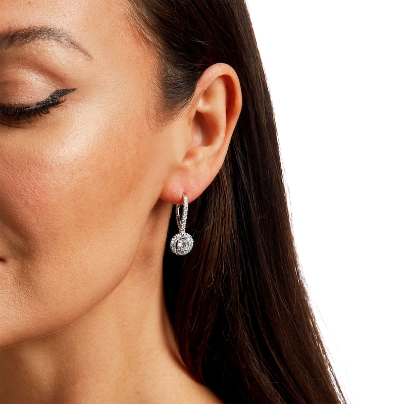 Main Image 2 of 2 CT. T.W. Diamond Frame Drop Earrings in 10K White Gold