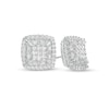 1 CT. T.w. Cushion-Shaped Multi-Diamond Double Frame Stud Earrings In 10K White Gold