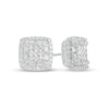 Thumbnail Image 1 of 1/2 CT. T.W. Cushion-Shaped Multi-Diamond Double Frame Stud Earrings in 10K White Gold