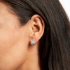 Thumbnail Image 2 of 1/2 CT. T.W. Cushion-Shaped Multi-Diamond Double Frame Stud Earrings in 10K White Gold