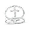 Thumbnail Image 1 of 1/8 CT. T.W. Diamond Open Shank Cross Ring in Sterling Silver
