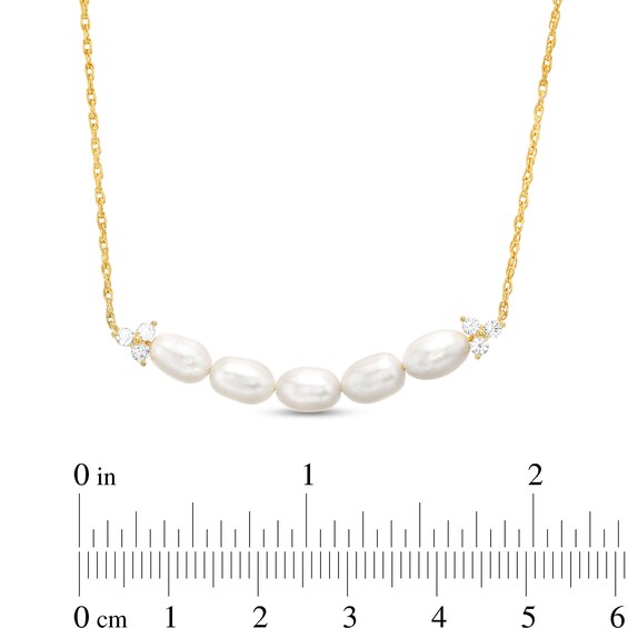 Baroque Freshwater Cultured Pearl and White Lab-Created Sapphire Three Piece Set in Sterling Silver with 18K Gold Plate