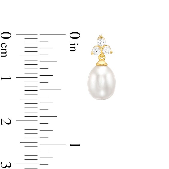 Baroque Freshwater Cultured Pearl and White Lab-Created Sapphire Three Piece Set in Sterling Silver with 18K Gold Plate