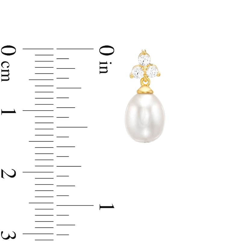 Main Image 4 of Baroque Freshwater Cultured Pearl and White Lab-Created Sapphire Three Piece Set in Sterling Silver with 18K Gold Plate