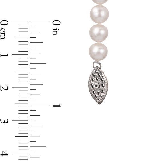 6.0-6.5mm Freshwater Cultured Pearl Strand Necklace with Sterling Silver Filigree Clasp-30"