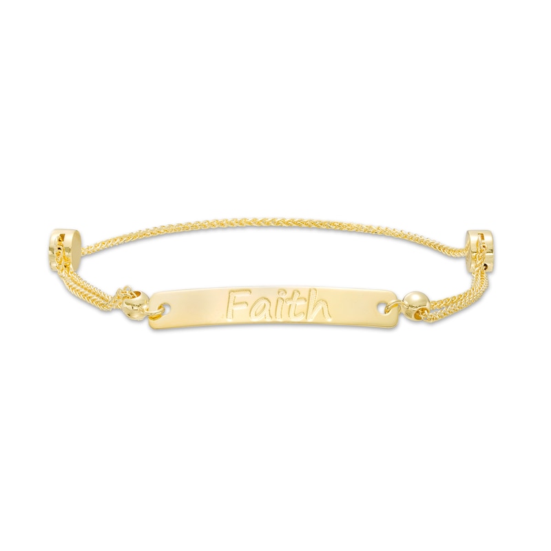 Diamond-Cut "Faith" Bar Bolo Bracelet in 10K Gold – 9"