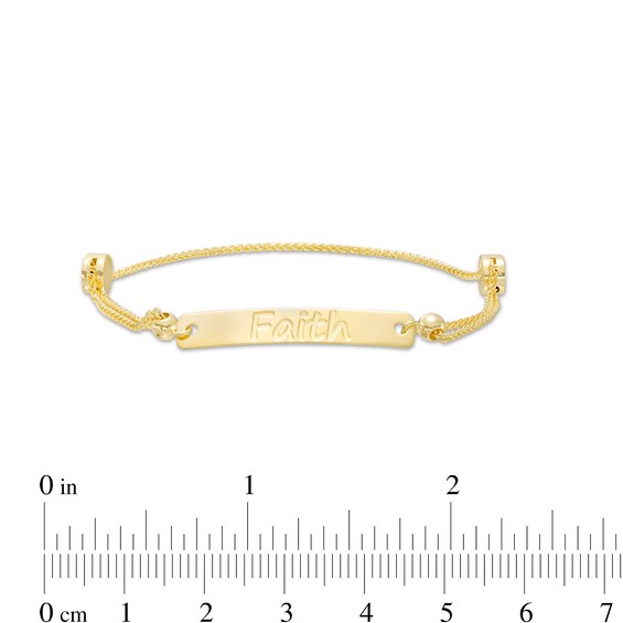 Diamond-Cut "Faith" Bar Bolo Bracelet in 10K Gold â 9"
