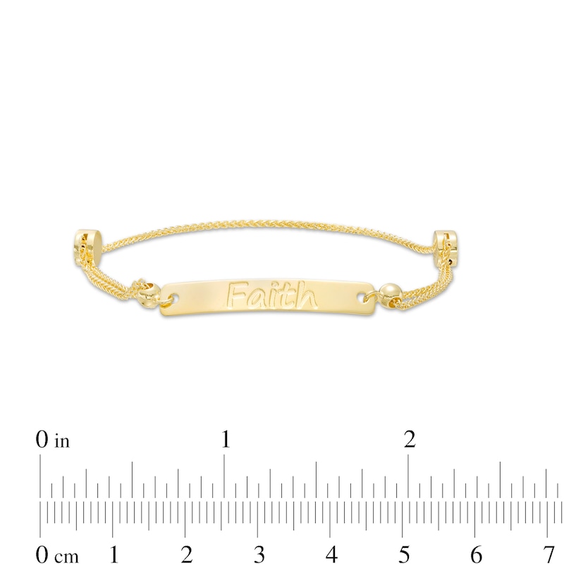 Main Image 3 of Diamond-Cut "Faith" Bar Bolo Bracelet in 10K Gold – 9"