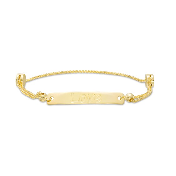 Diamond-Cut "Love" Bar Bolo Bracelet in 10K Gold â 9"