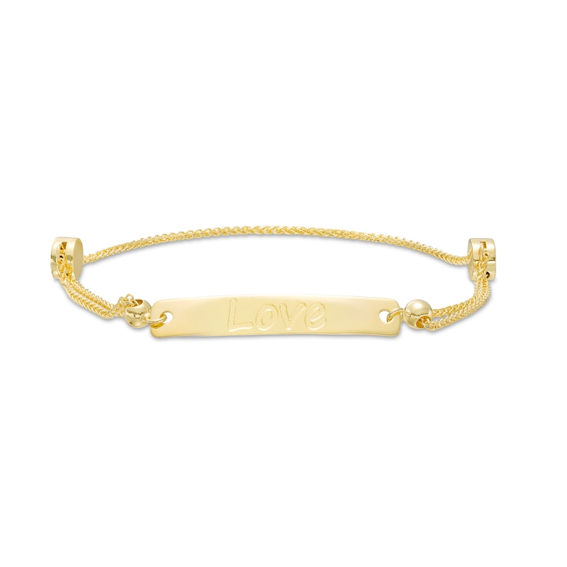 Main Image 1 of Diamond-Cut "Love" Bar Bolo Bracelet in 10K Gold – 9"