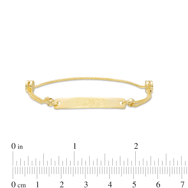 Main Image 3 of Diamond-Cut "Love" Bar Bolo Bracelet in 10K Gold – 9"
