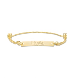 Diamond-Cut &quot;Hope&quot; Bar Bolo Bracelet in 10K Gold – 9&quot;