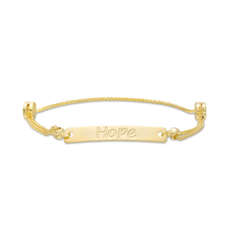 Diamond-Cut "Hope" Bar Bolo Bracelet in 10K Gold – 9"