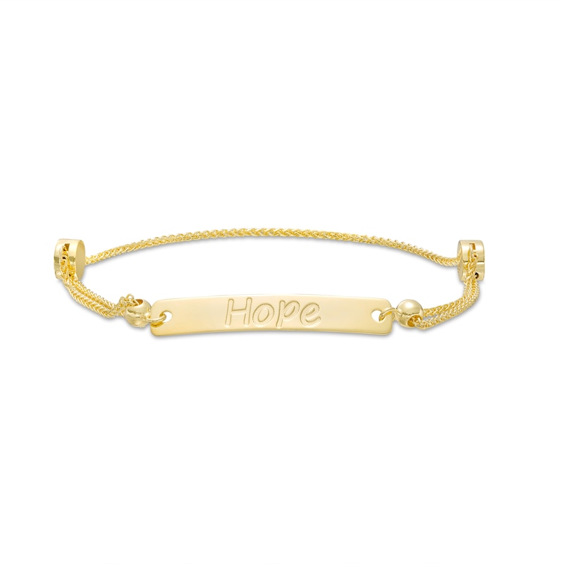 Main Image 1 of Diamond-Cut "Hope" Bar Bolo Bracelet in 10K Gold – 9"