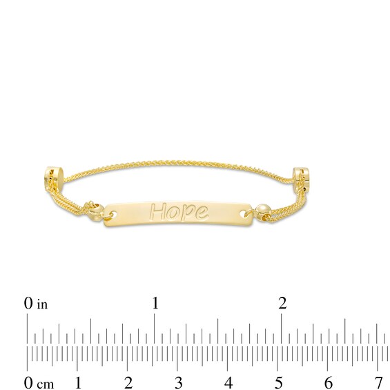 Diamond-Cut "Hope" Bar Bolo Bracelet in 10K Gold – 9"