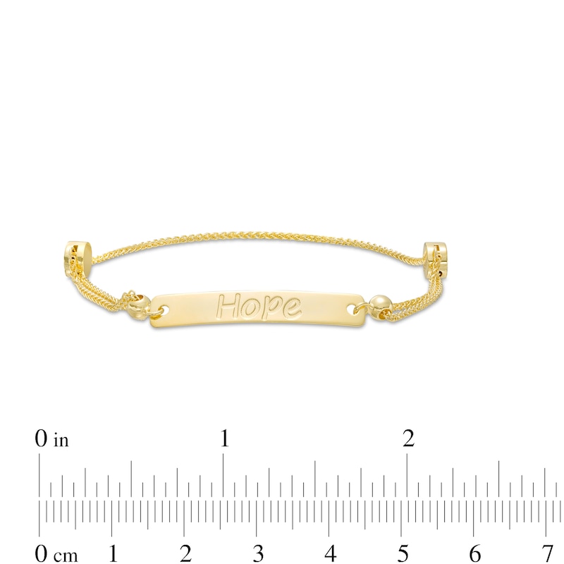 Diamond-Cut "Hope" Bar Bolo Bracelet in 10K Gold – 9"