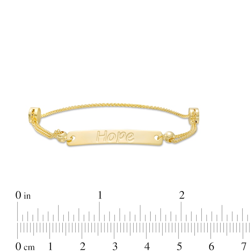 Main Image 3 of Diamond-Cut "Hope" Bar Bolo Bracelet in 10K Gold – 9"