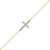 Thumbnail Image 1 of 1/8 CT. T.W. Diamond Sideways Cross Bracelet in 10K Gold - 7.25"