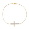 Thumbnail Image 2 of 1/8 CT. T.W. Diamond Sideways Cross Bracelet in 10K Gold - 7.25"
