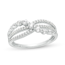 Marilyn Monroe™ Collection 1/2 CT. T.W. Diamond Triple Row Crossover Ring in 10K White Gold
