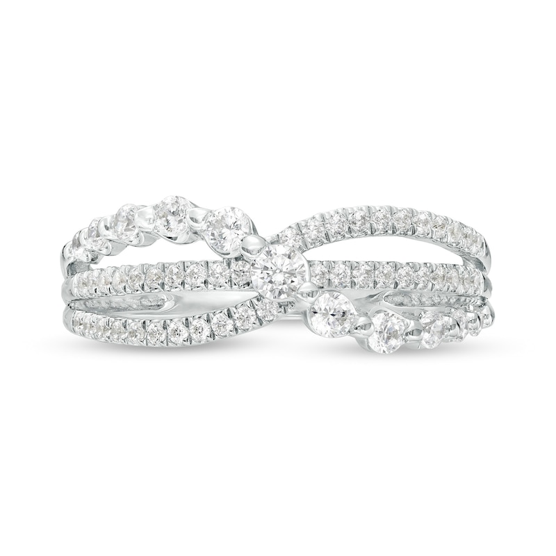 Marilyn Monroe™ Collection 1/2 CT. T.W. Diamond Triple Row Crossover Ring in 10K White Gold