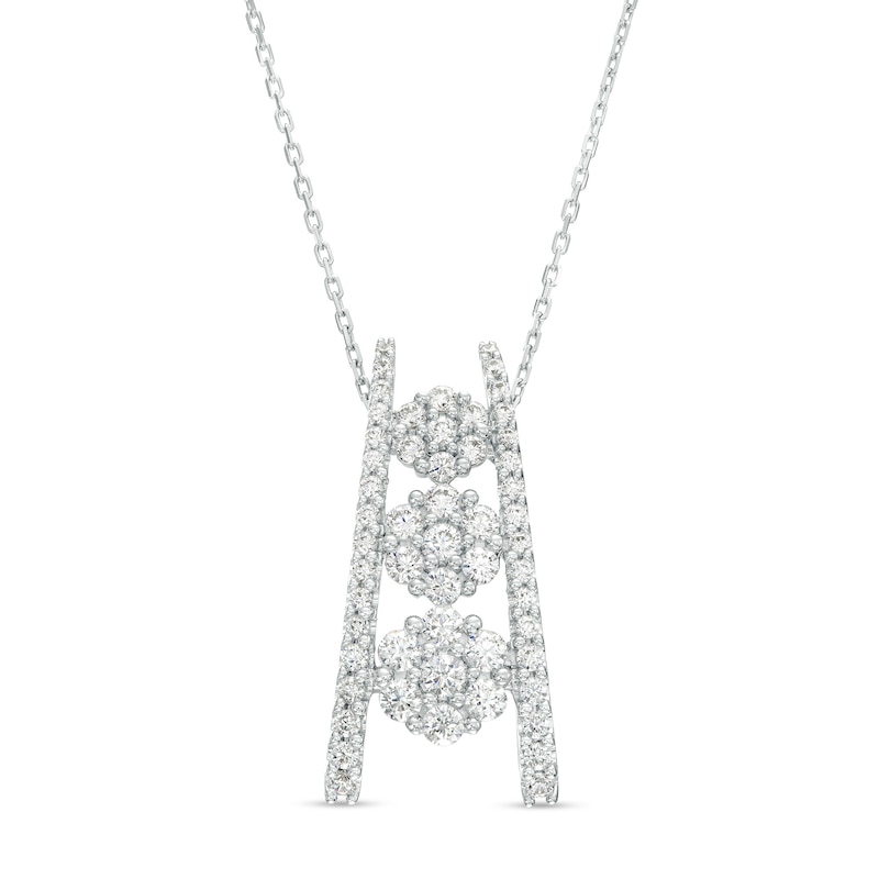 Marilyn Monroe™ Collection 3/4 CT. T.W. Journey Multi-Diamond Trio Ladder Pendant in 10K White Gold