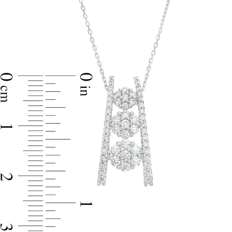 Main Image 2 of Marilyn Monroe™ Collection 3/4 CT. T.W. Journey Multi-Diamond Trio Ladder Pendant in 10K White Gold