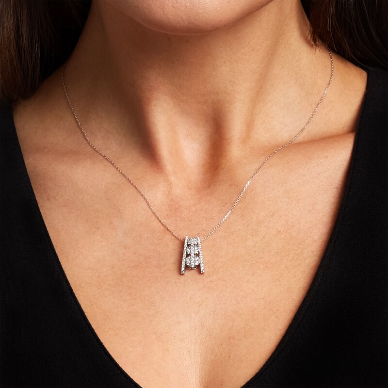 Main Image 3 of Marilyn Monroe™ Collection 3/4 CT. T.W. Journey Multi-Diamond Trio Ladder Pendant in 10K White Gold