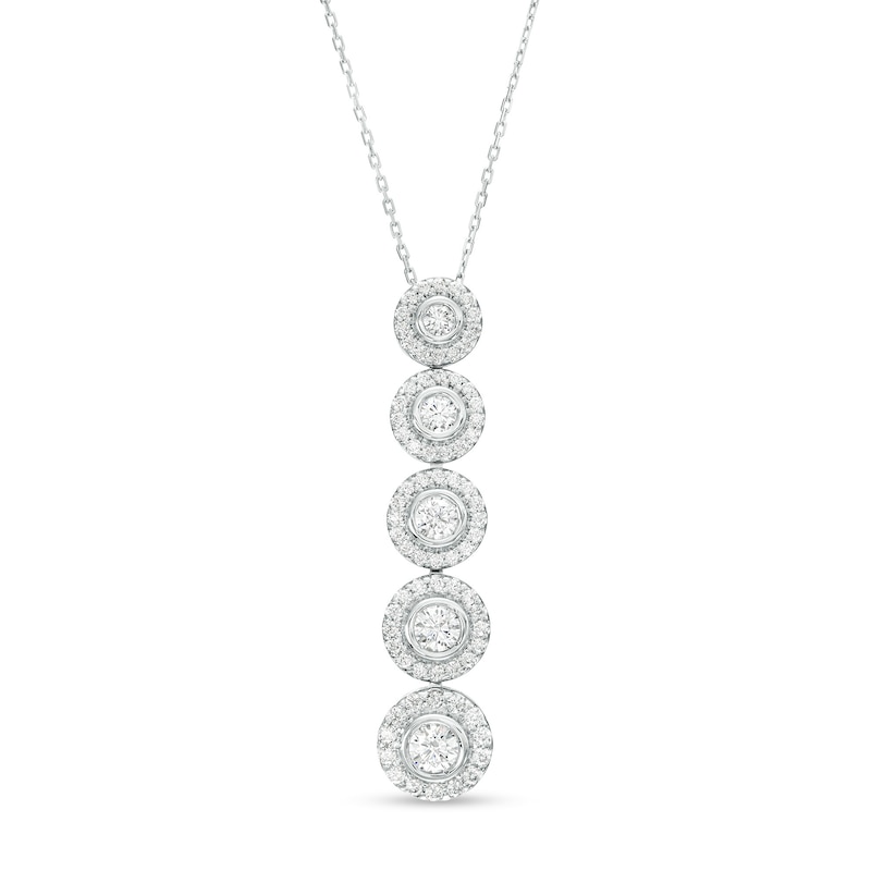 Main Image 1 of Marilyn Monroe™ Collection 1 CT. T.W. Journey Diamond Frame Five Stone Pendant in 10K White Gold