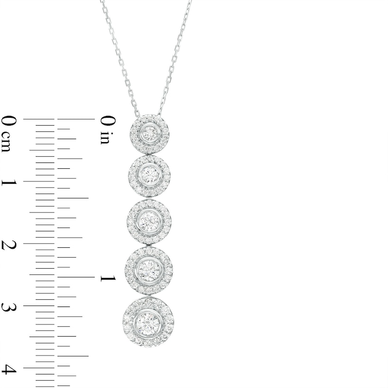 Main Image 2 of Marilyn Monroe™ Collection 1 CT. T.W. Journey Diamond Frame Five Stone Pendant in 10K White Gold