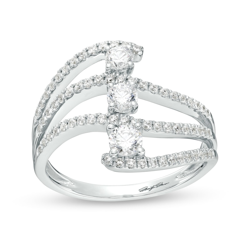 Main Image 1 of Marilyn Monroe™ Collection 3/4 CT. T.W. Diamond Trio Layered Split Shank Ring in 10K White Gold