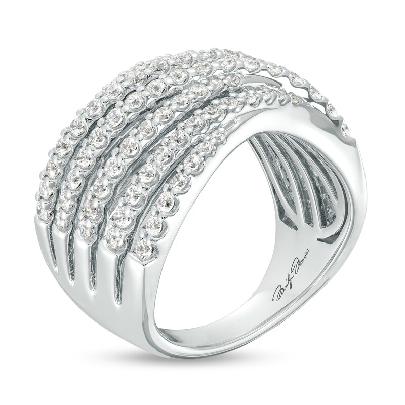 Main Image 2 of Marilyn Monroe™ Collection 1-1/2 CT. T.W. Diamond Wave Multi-Row Ring in 10K White Gold