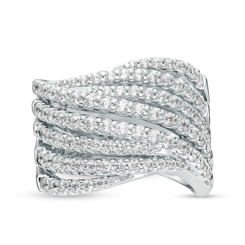 Main Image 4 of Marilyn Monroe™ Collection 1-1/2 CT. T.W. Diamond Wave Multi-Row Ring in 10K White Gold