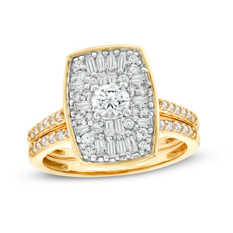 Main Image 1 of 1 CT. T.W. Emerald-Shaped Multi-Diamond Bridal Set in 10K Gold