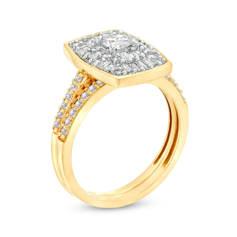 Main Image 3 of 1 CT. T.W. Emerald-Shaped Multi-Diamond Bridal Set in 10K Gold