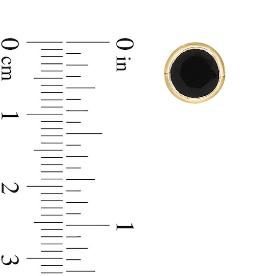 7.0mm Onyx and 1/5 CT. T.w. Diamond Sides Stud Earrings in 10K Gold