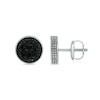 Thumbnail Image 1 of 1/3 CT. T.W. Black and White Multi-Diamond Frame Stacked Stud Earrings in Sterling Silver