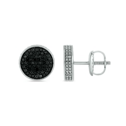 1/3 CT. T.W. Black and White Multi-Diamond Frame Stacked Stud Earrings in Sterling Silver